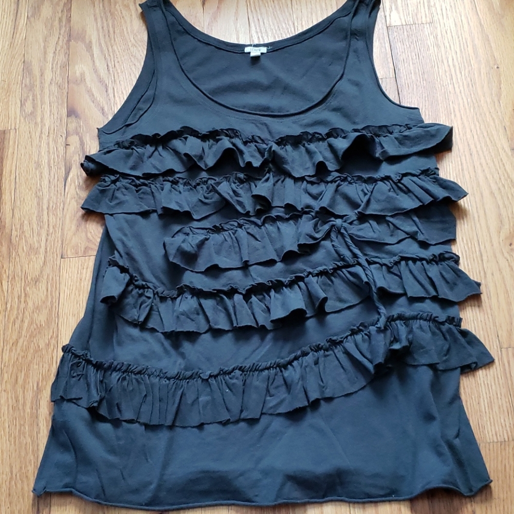 J Crew Grey Ruffle tank top, size S